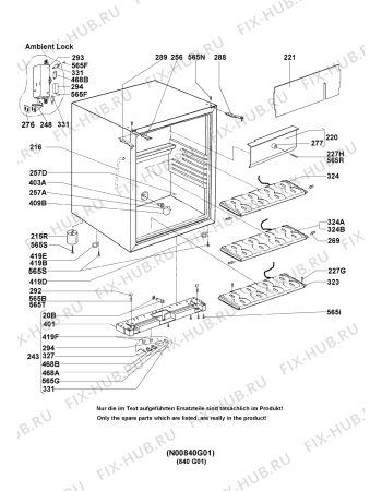 Взрыв-схема холодильника Electrolux RH840AC/QS - Схема узла Housing 001